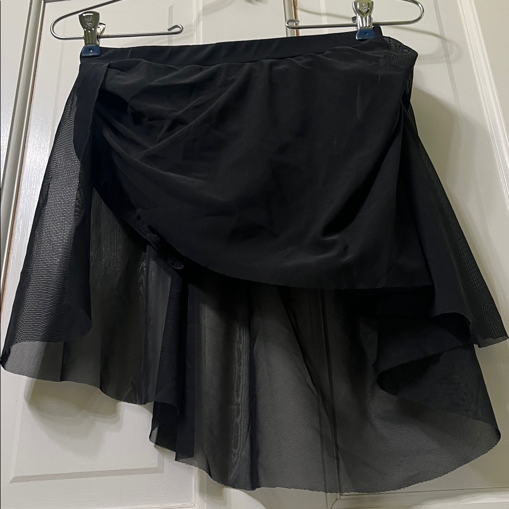 Black Mesh Dance Skirt Bodysuit asymmetrical cut lyrical ballet